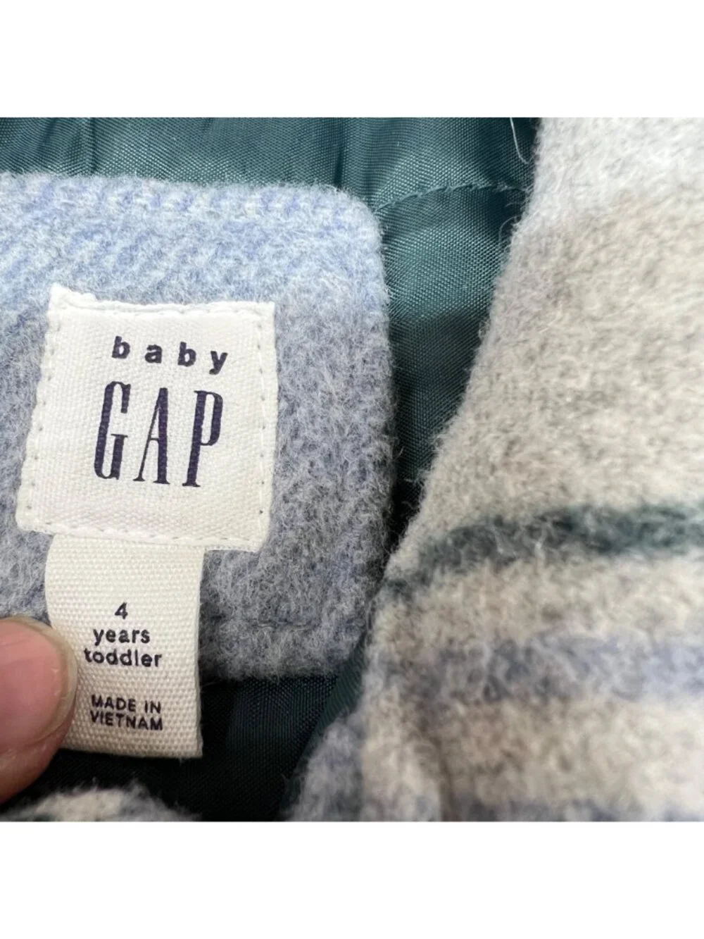 Baby Gap Toddler Plaid Wool-Blend Shirt Jacket Shacket Gray Blue Size 4T